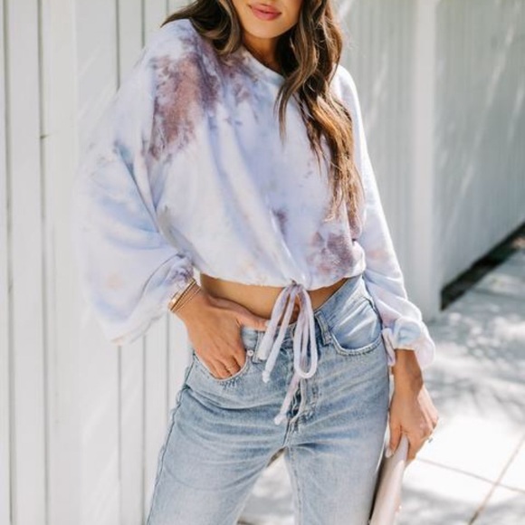 Cropped Drawstring Tie Dye Top - Picture 5 of 8